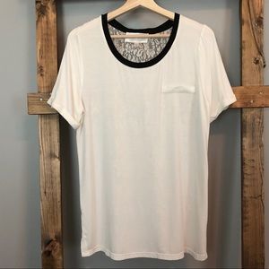 JOA | Black & White Floral Lace Back Tee